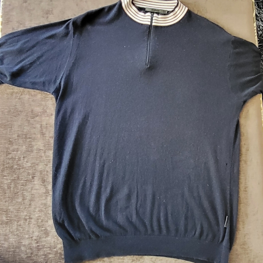 Strellson Men's Vintage Navy Sweater with Striped Collar